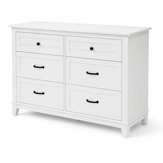 Cassettiera a 6 cassetti in legno MDF, 100x80x40 cm, Bianco