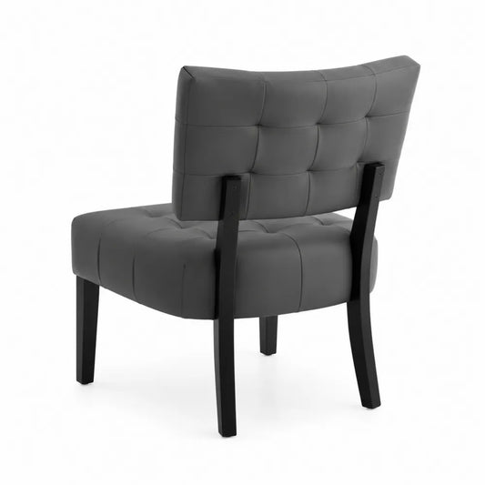 Sedia imbottita in ecopelle con struttura in legno