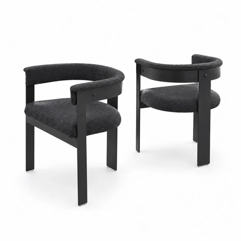 Set di 2 sedie in metallo e tessuto grigio scuro