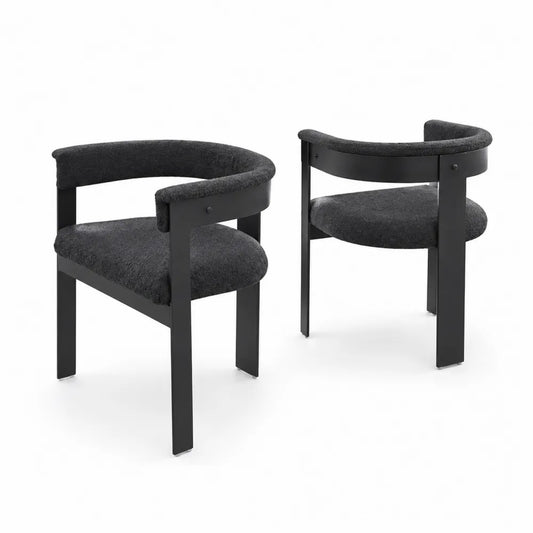 Set di 2 sedie in metallo e tessuto grigio scuro